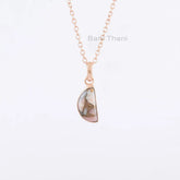 Pink Opal Copper Necklace - Pure Silver - Handcrafted Necklace - Halfmoon 7x14mm -Natural Stone - Gift For Graduate - Jewelry For Designer